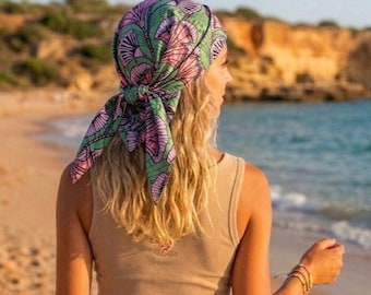 Bandana-Schal in verschiedenen Größen, Kopftuch aus 100 % gewachster Baumwolle, großer Boho-Chic-Schal, Sommeraccessoires