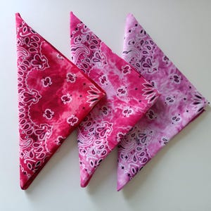 Bandana, 100 % mjuk och andningsbar bomullshalsduk, fuchsia rosa tie-dye-halsduk, bohemisk sommarhalsduk, paisleybandana