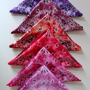 6-pack bandanas, 100 % mjuk och andningsbar bomull, rosa och lila tonade bandanas, boho bandanas, tie-dye paisleymönster bild 10