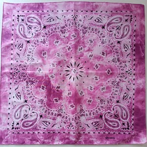 6-pack bandanas, 100 % mjuk och andningsbar bomull, rosa och lila tonade bandanas, boho bandanas, tie-dye paisleymönster bild 9