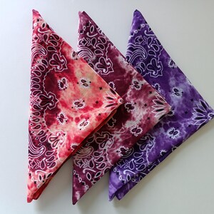 6-pack bandanas, 100 % mjuk och andningsbar bomull, rosa och lila tonade bandanas, boho bandanas, tie-dye paisleymönster bild 2