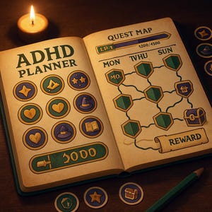 Focus Planner for ADHD | Daily Organizer for Adults & Students | Instant Digital Download PDF