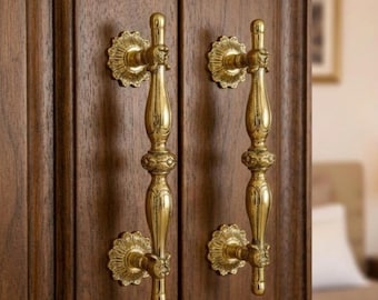 Moroccan Brass Door Pull Handle, Handmade Engraved Cabinet Hardware, Vintage Gold Drawer Handle, Antique Decorative Brass Pull