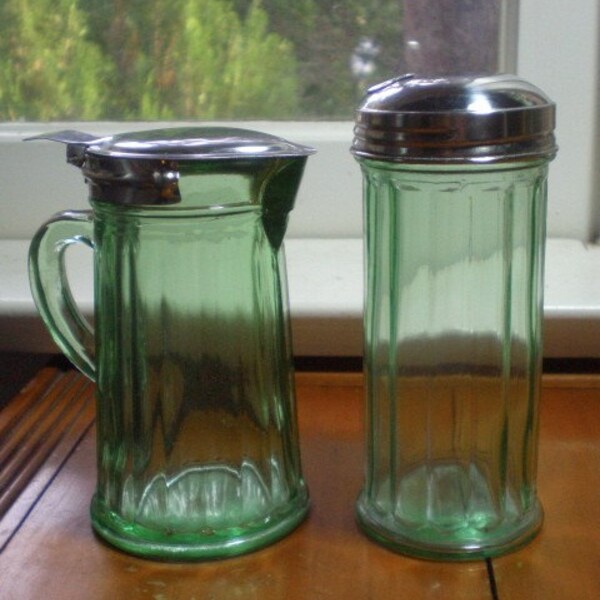 Depression Glass Replicas, Restaurant Style Cream and Surgar, Apple Green