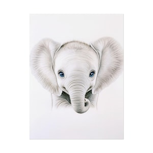 Elephant Nursery Wall Art - Watercolor Baby Animal Poster for Kids Room, Unframed Elephant Print for Baby Girl or Boy