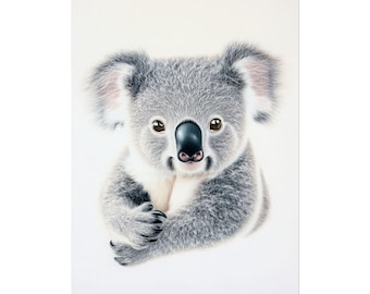 Koala Nursery Wall Art - Watercolor Baby Animal Poster for Kids Room, Unframed Koala Print for Baby Girl or Boy