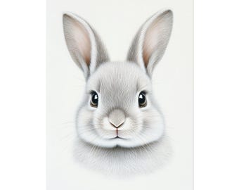 Bunny Nursery Wall Art - Watercolor Baby Animal Poster for Kids Room, Unframed Bunny Print for Baby Girl or Boy