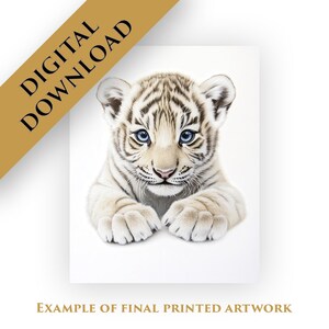 Tiger Nursery Wall Art - Printable Baby Animal Poster for Kids Room, Digital Tiger Download for Nursery Decor
