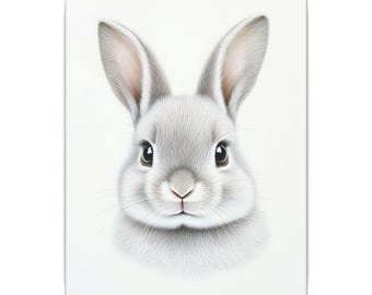 Bunny Nursery Wall Art - Watercolor Baby Animal Canvas for Kids Room, Stretched Bunny Print for Baby Girl or Boy