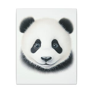 Panda Nursery Wall Art - Watercolor Baby Animal Canvas for Kids Room, Stretched Panda Print for Baby Girl or Boy