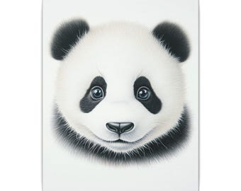 Panda Nursery Wall Art - Watercolor Baby Animal Canvas for Kids Room, Stretched Panda Print for Baby Girl or Boy