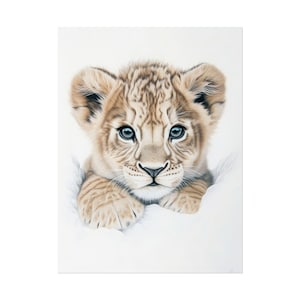 Lion Nursery Wall Art - Watercolor Baby Animal Poster for Kids Room, Unframed Lion Print for Baby Girl or Boy