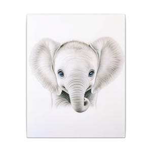 Elefant-Kinderzimmer-Wand-Kunst - Aquarell-Baby-Tier-Leinwand für Kinderzimmer, gestreckter Elefant-Druck für Baby-Mädchen oder Jungen