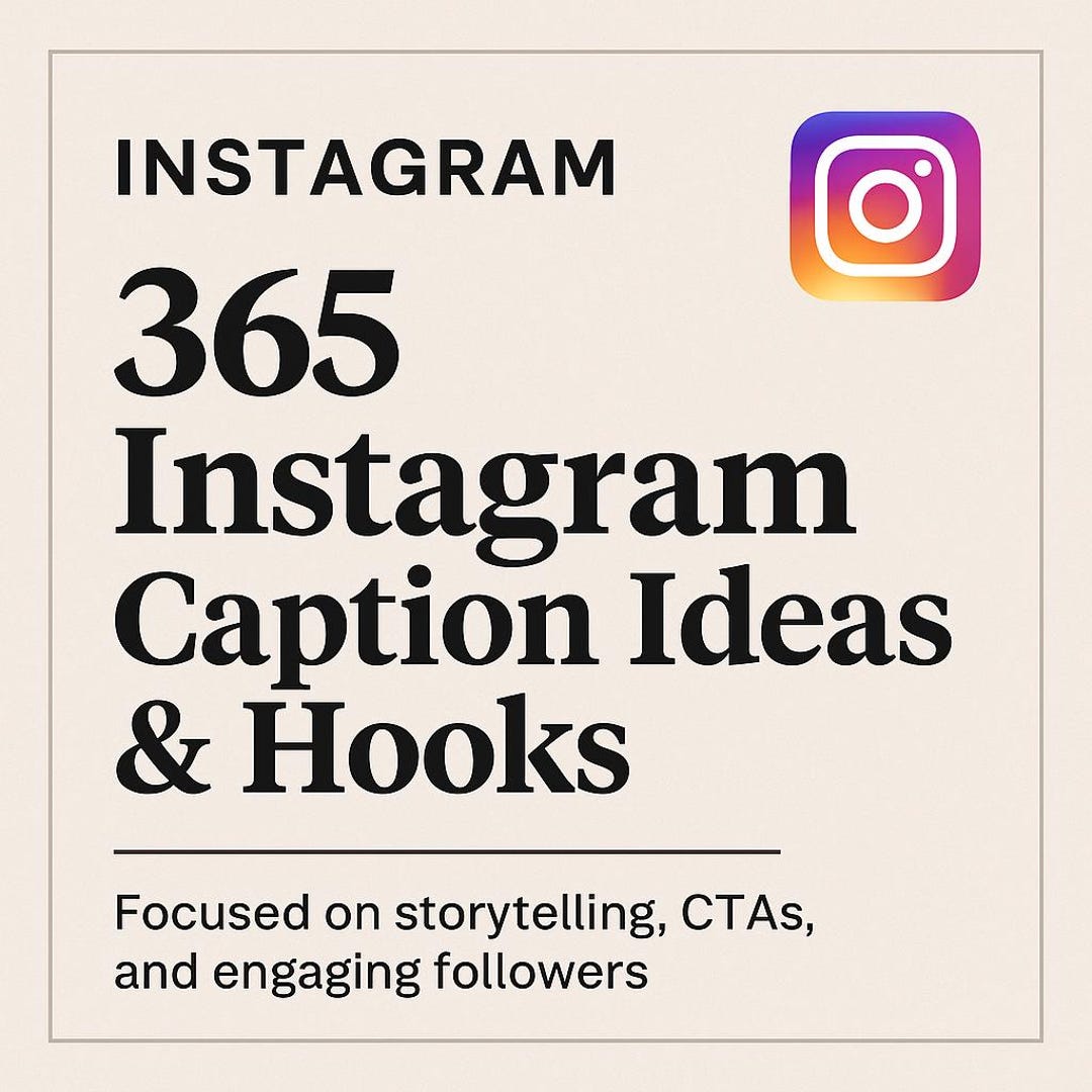 365 Instagram Caption Ideas and Hooks | Social Media Content Planner ...