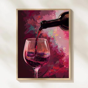 Rotwein gießen, Weinglas Wand Kunst zum ausdrucken, moderne Wein Kunst, Wein Dekor Poster, abstrakte Wein Kunst, strömender Wein Kunst, digitaler Download