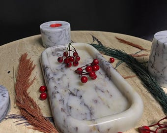 Handmade Calacatta Marble Tray, Vanity Organizer, Home Decor Gift