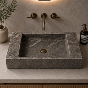 ilver Travertine Bathroom Sink, Handmade Natural Stone Vessel Sink, Luxury Vanity Basin, Custom Marble Sink, Modern Bathroom Decor