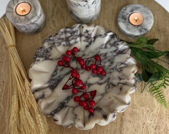 Calacatta Marble Bowl, Handmade Natural Stone Serving Bowl, Luxury Decorative Bowl, Marble Fruit Bowl, Elegant Home Decor