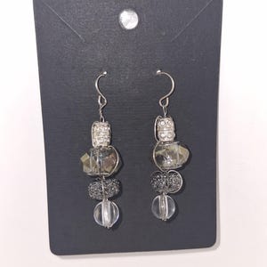 handmade vintage inspired silver and grey dangle earrings
