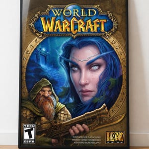 Klassisk affisch med World of Warcraft | WoW Vanilla Cover, Stormwind & Orgrimmar väggkonst | Retro speldekoration, present till spelare (oramad)