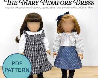 Abito a grembiule Mary / Cartamodello PDF / Completo a tre pezzi con abito a grembiule di inizio secolo per bambole da 45 cm