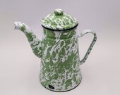 Antique enamel French Coffee pot, light green marbled effect, Enameled coffee biggin, Antique French enameled coffee pot, vintage coffee pot