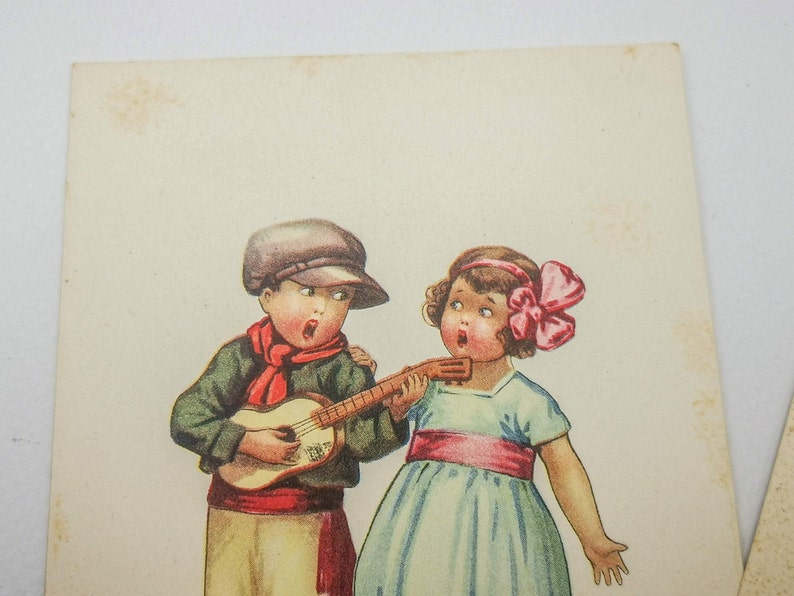 Cartoline antiche con coppie di bambini, cartoline d'epoca illustratore Collino, cartoline vintage da collezione epoca aani '30, Collino immagine 9