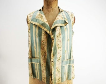 Antique men's waistcoat, circa 1770 Pèkin brocade silk, early 1800's men's waistcoat in Pèkin brocade silk, antique brocade silk waistcoat