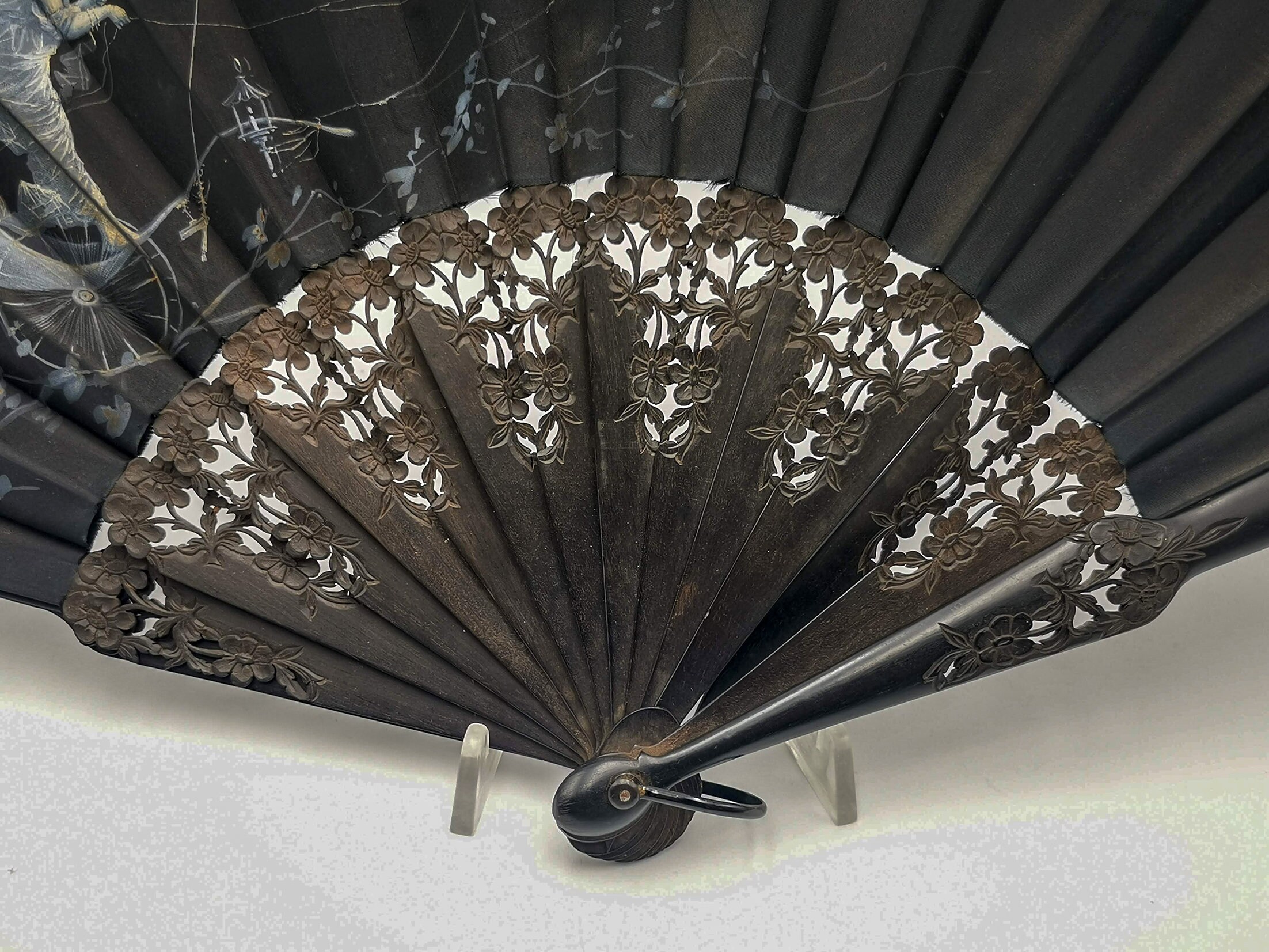 Antique French hand fan carved sticks folding fan hand Etsy