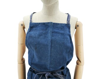 Vintage French Indigo Linen Apron – 1900s Bistro Style - Etsy