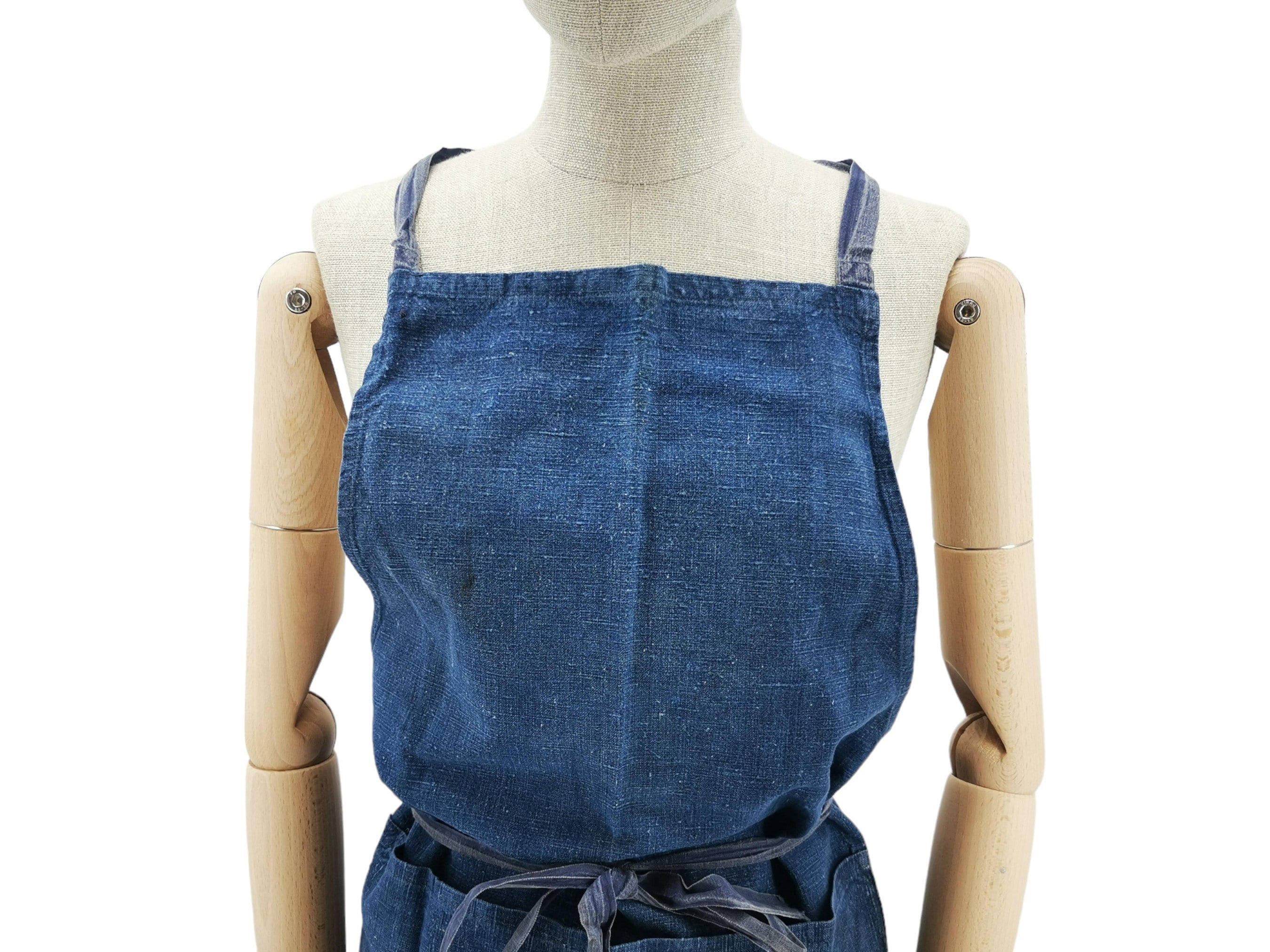 Vintage French Indigo Linen Apron – 1900s Bistro Style - Etsy