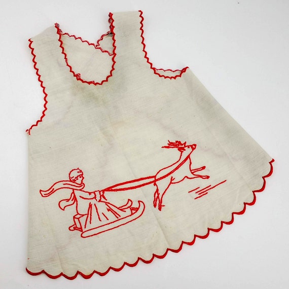 Antique baby apron, French baby apron in white li… - image 2