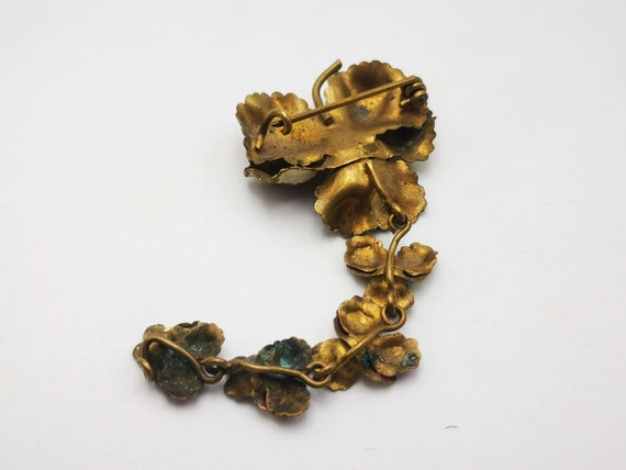 Antique French brooch, dangling pansies brooch, e… - image 10