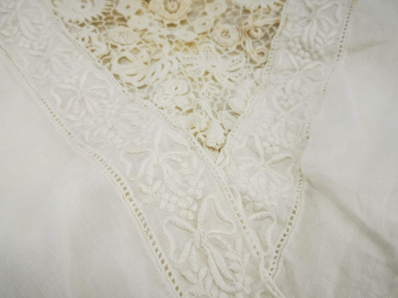 Antique French blouse, Irish crochet lace yoke an… - image 8