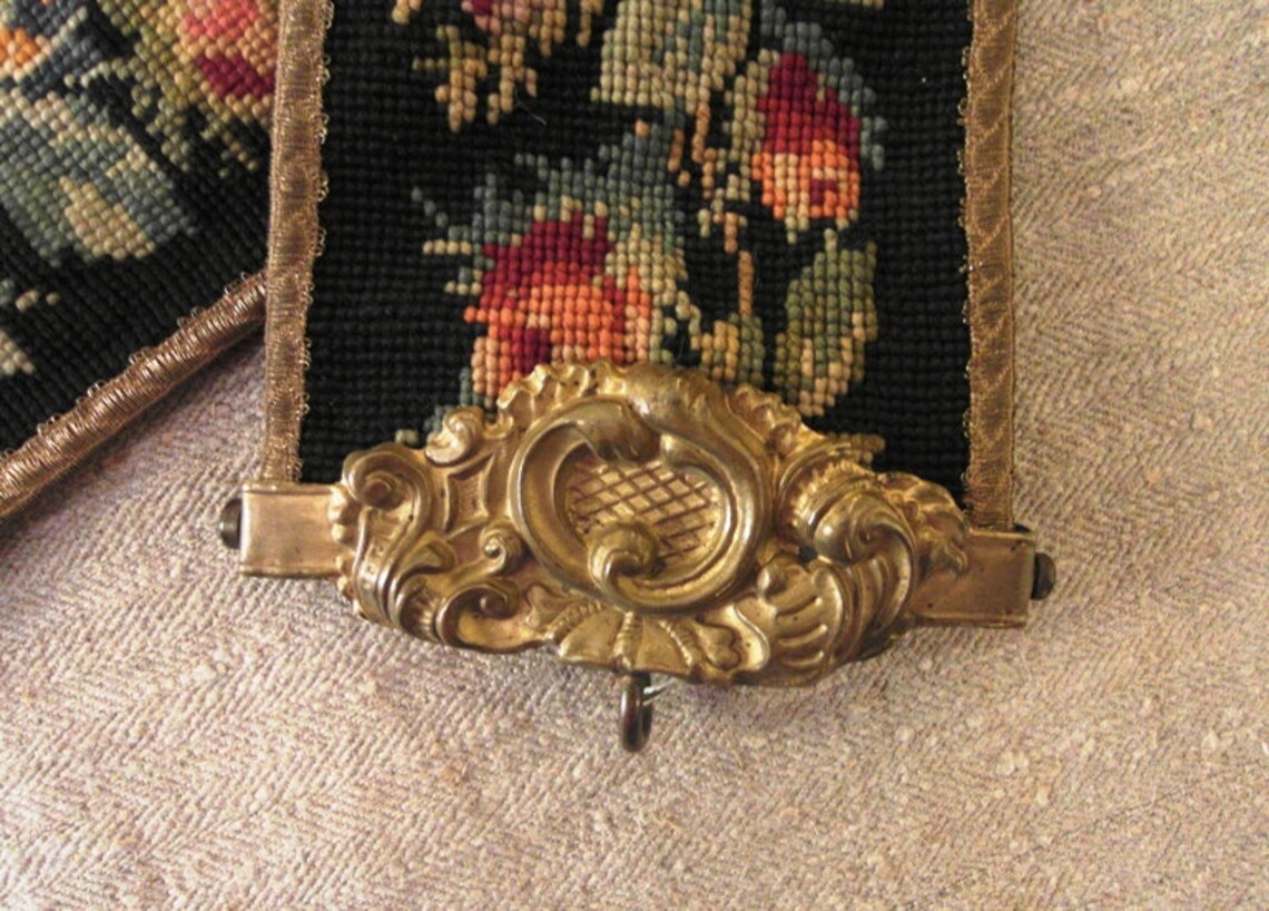 Antique BELL PULL Victorian NEEDLEPOINT & ornate Brass | Etsy