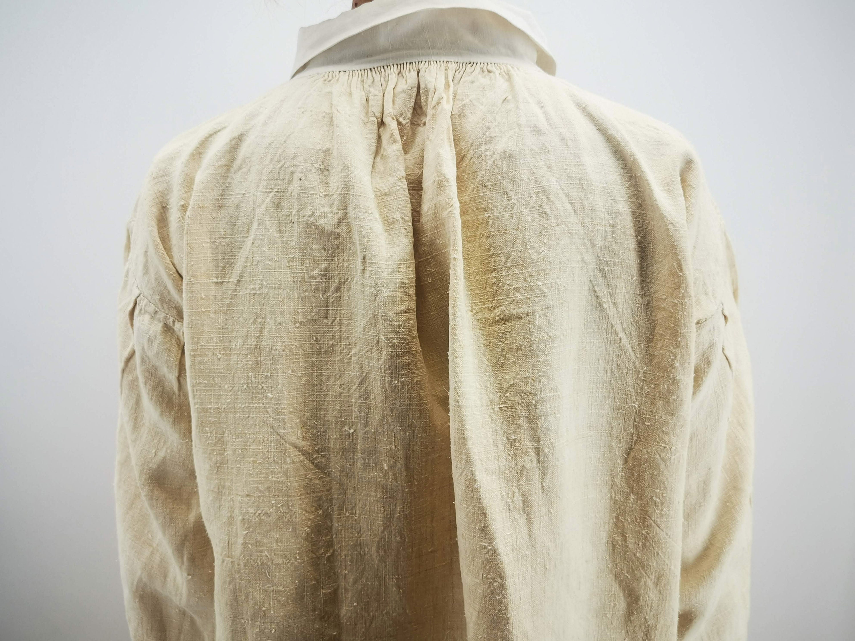 Antique French Worker Shirt, Peasant Natural Homespun Linen Antique French Worker Shirt, Peasant Natural Homespun Linen