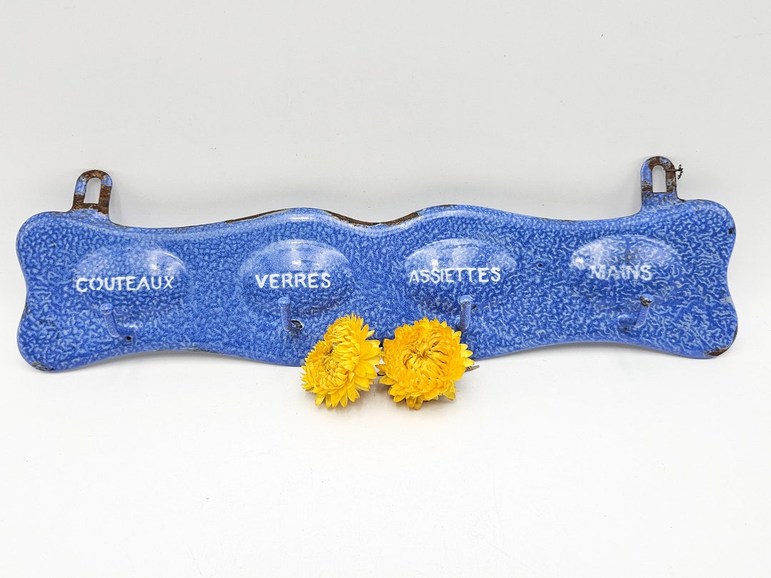 Antique French Enamel Towel Rack Wall Rack for Kitchen Towels Etsy