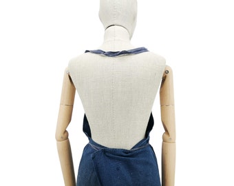 Vintage French Indigo Linen Apron – 1900s Bistro Style - Etsy