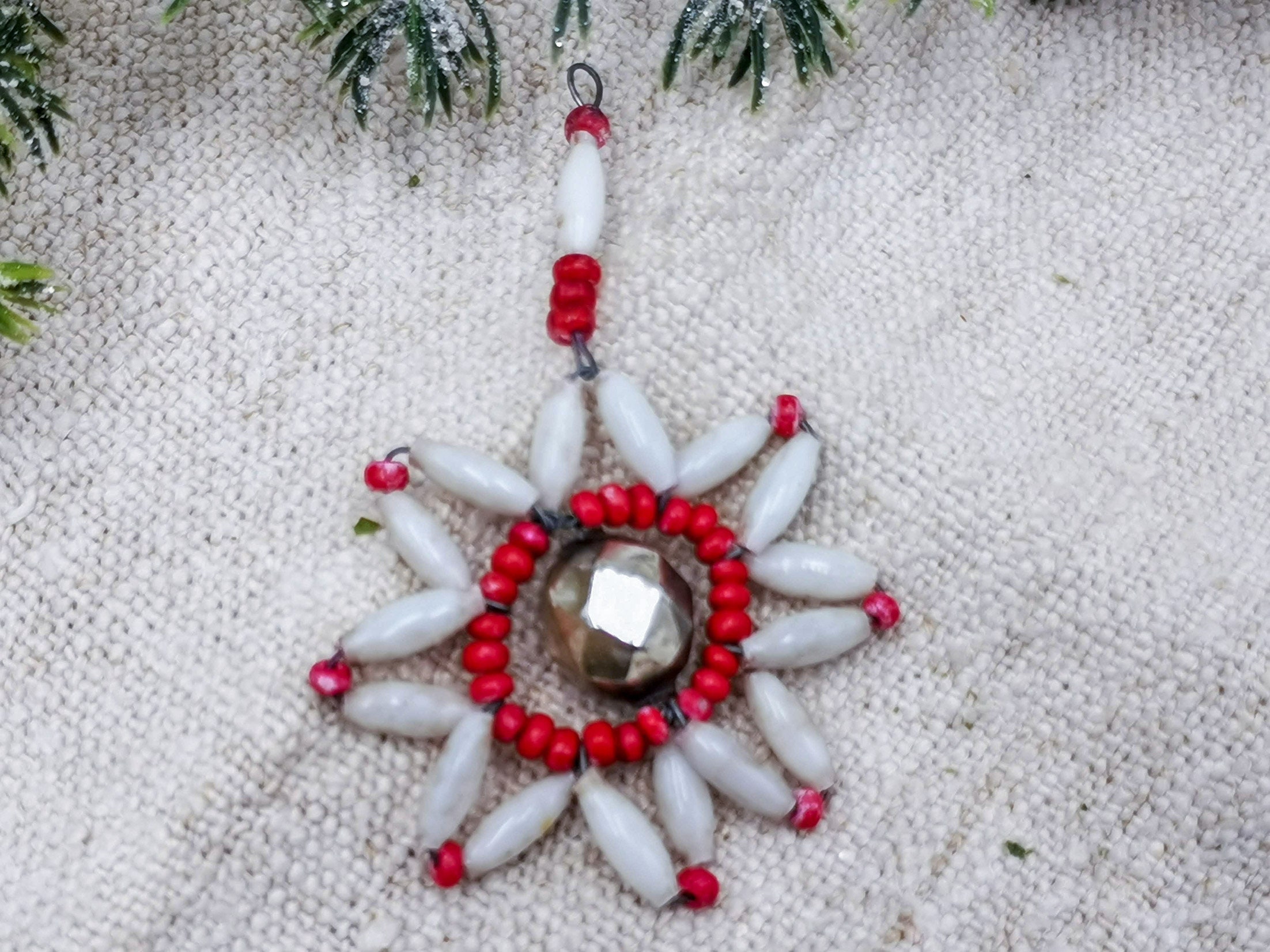 Antique Gablonz Beaded Christmas Ornament, Early 1900s, Bohemian