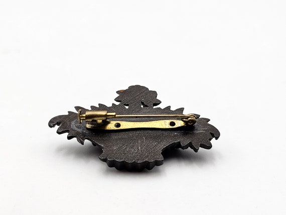 Antique French Mourning Brooch Gutta-Percha Roses… - image 5