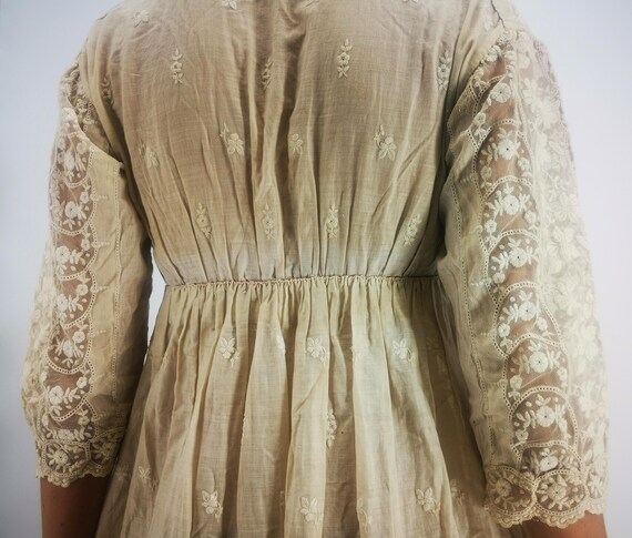 Antique French beige dress, late Edwardian era af… - image 5