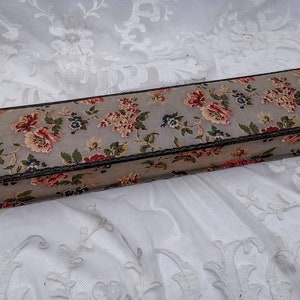 Antique FRENCH FABRIC knitting needles Box, pale blue with flowers, vintage french fabric box, antique boudoir box, french home decor