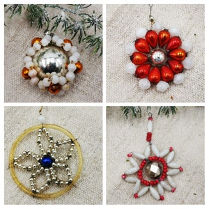 Antique Bohemian beaded Christmas tree decorations, Gablonz , early 1900&#39;s, JDL nordic style, antique Bohemian christmas tree home decor