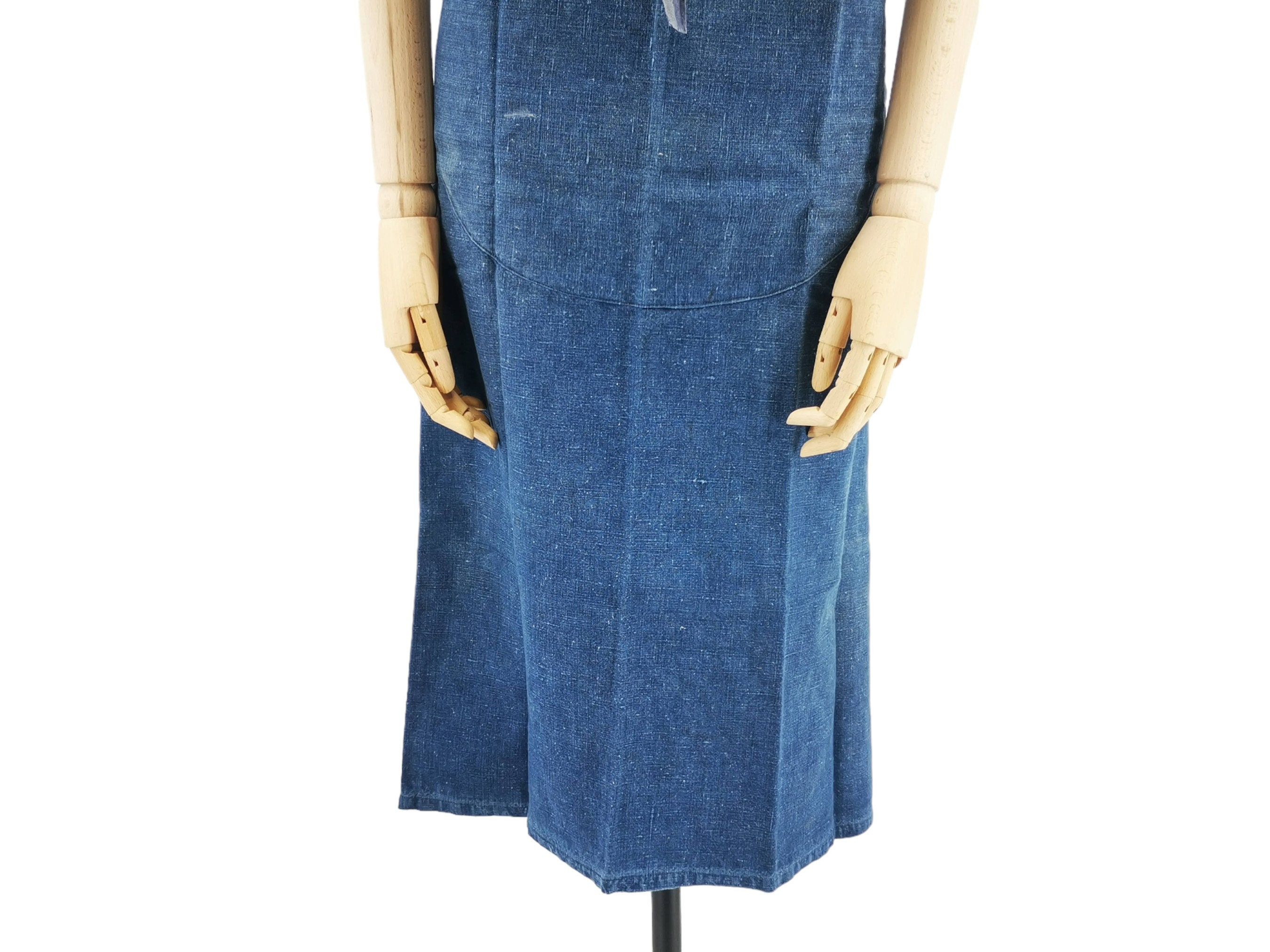 Vintage French Indigo Linen Apron – 1900s Bistro Style - Etsy