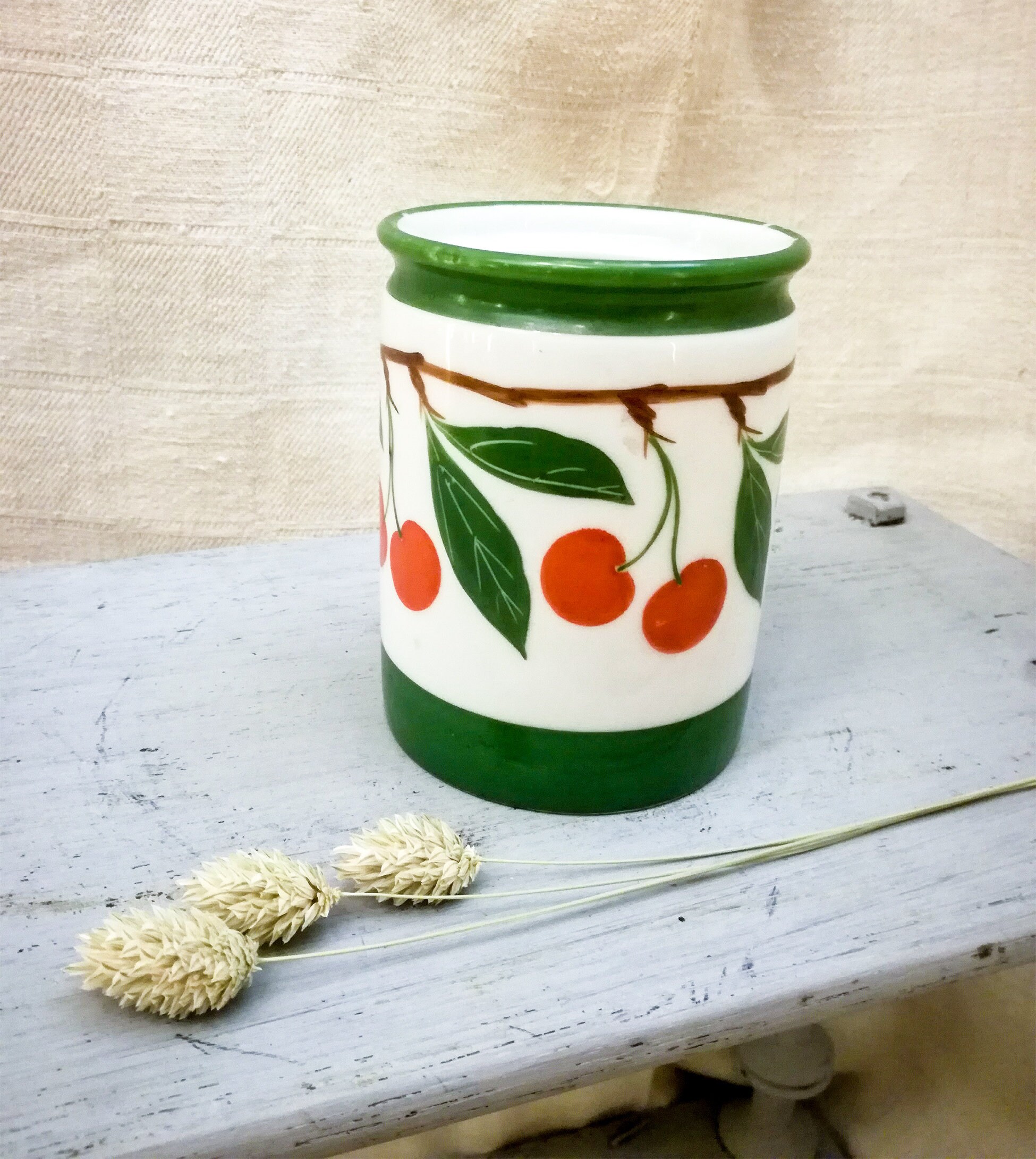 Vintage ceramic German JAM POT CHERRIES signed antique jam Etsy
