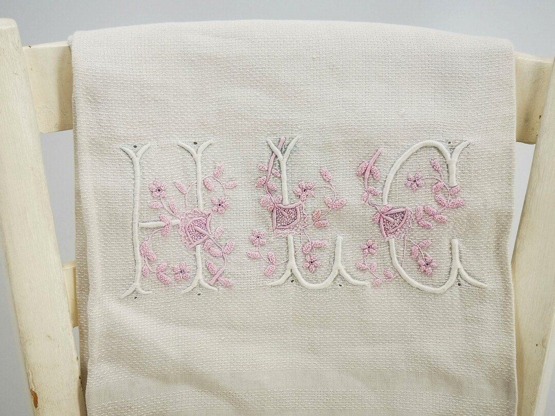 Antique Italian Bath Towel, White Crepe Linen Bath Towel With Large