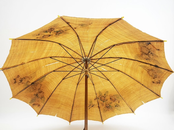 Antique Italian parasol umbrella, made in woven s… - image 5