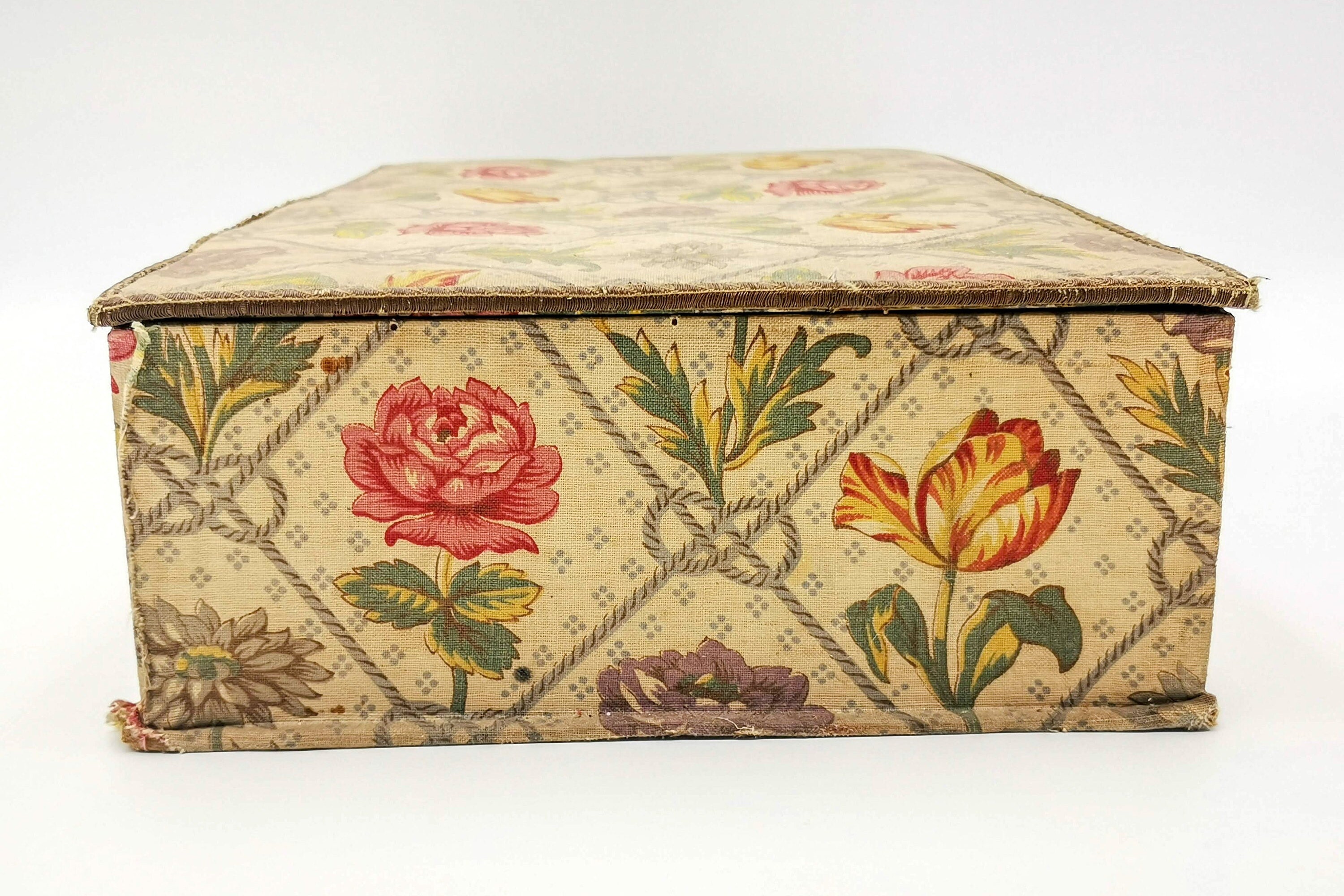Antique French Fabric Box, Floral Textile Boudoir Box - Etsy Israel