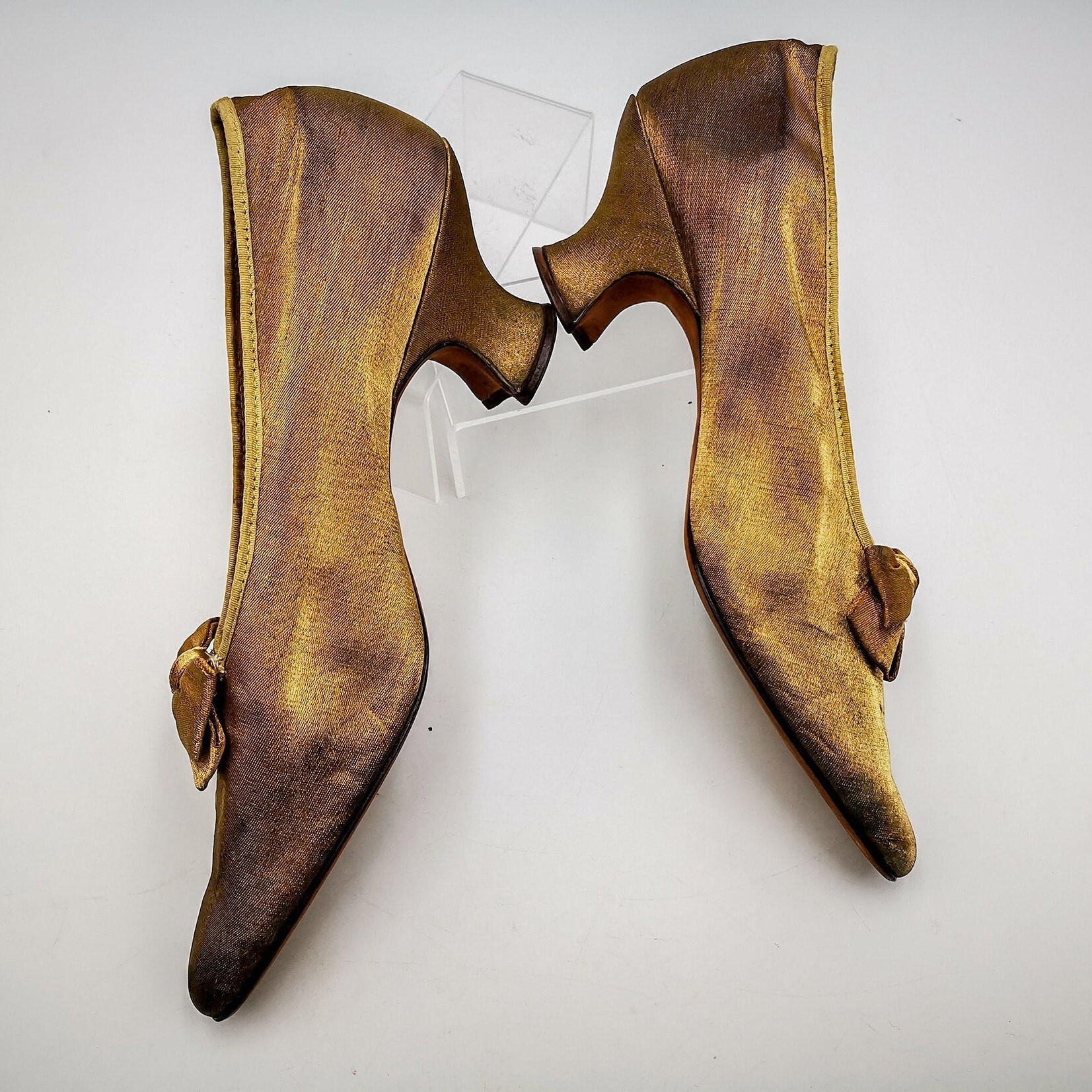 Zapatos antiguos de dama italiana seda de color bronce - Etsy España