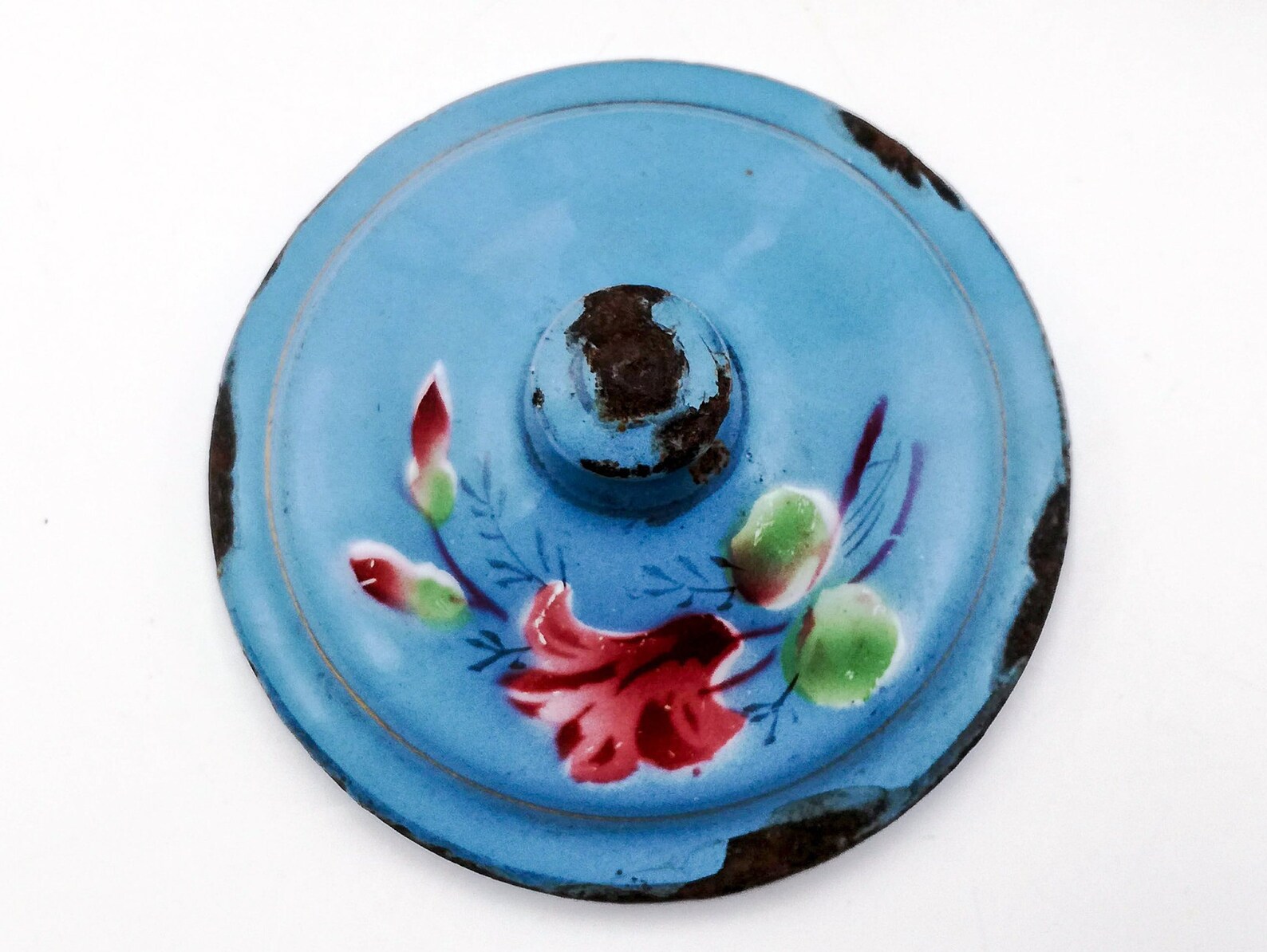 Antique Enamel French Coffee Pot Light Blue and Airbrushed Etsy